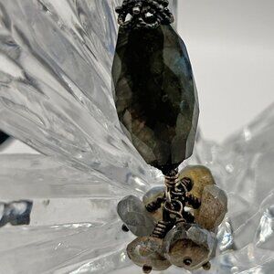 NEW Handmade Leather & Sterling Necklace w/Labradorite Dangle Pendant!